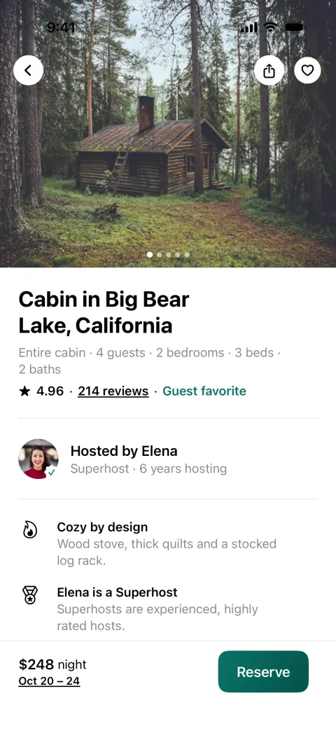 Nestly, a Airbnb clone built with Vibecode: screen 4