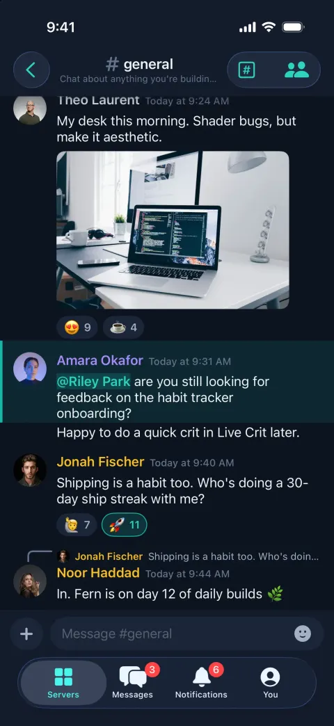 Concord, a Discord clone built with Vibecode: screen 2