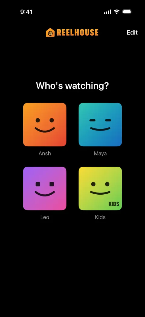 Reelhouse, a Netflix clone built with Vibecode: screen 1