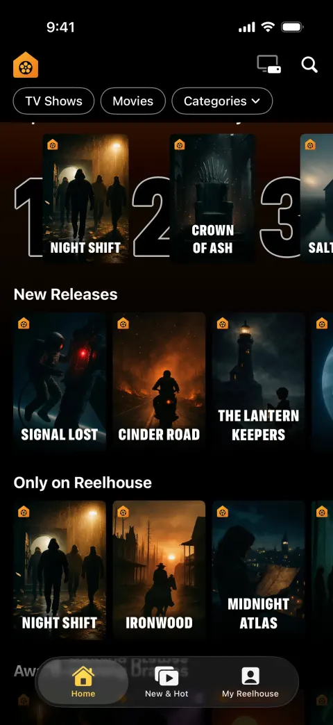 Reelhouse, a Netflix clone built with Vibecode: screen 3