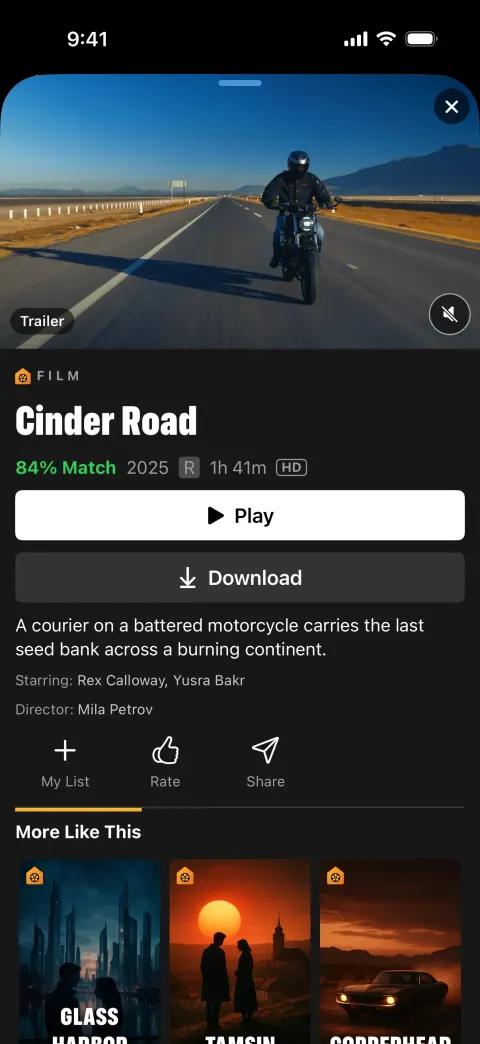 Reelhouse, a Netflix clone built with Vibecode: screen 4