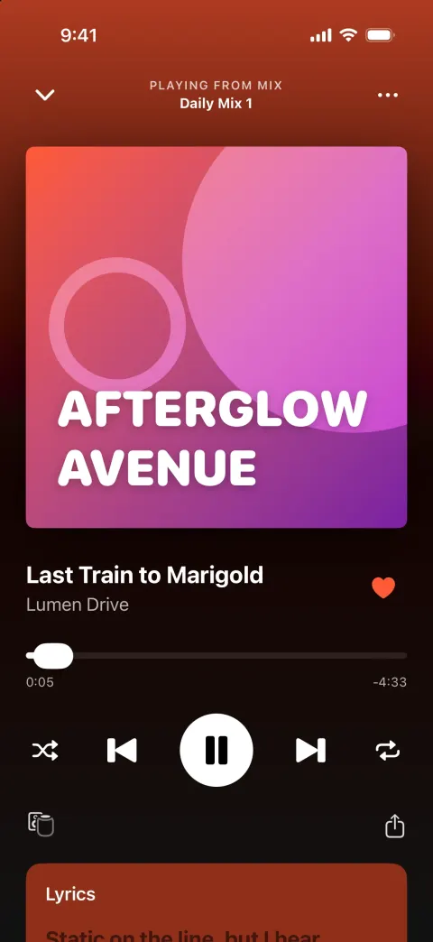Tunely, a Spotify clone built with Vibecode: screen 3