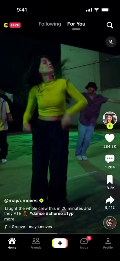 Clipzy, a TikTok clone built with Vibecode: screen 1