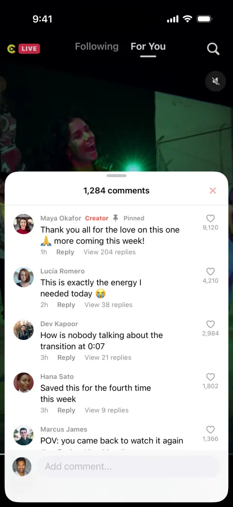 Clipzy, a TikTok clone built with Vibecode: screen 2