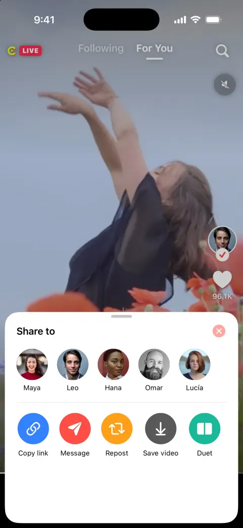 Clipzy, a TikTok clone built with Vibecode: screen 3