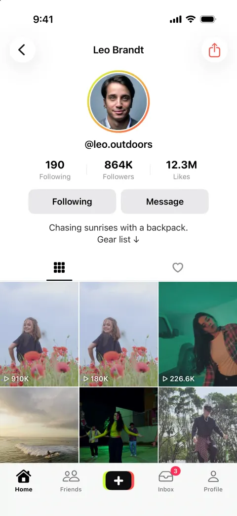 Clipzy, a TikTok clone built with Vibecode: screen 4