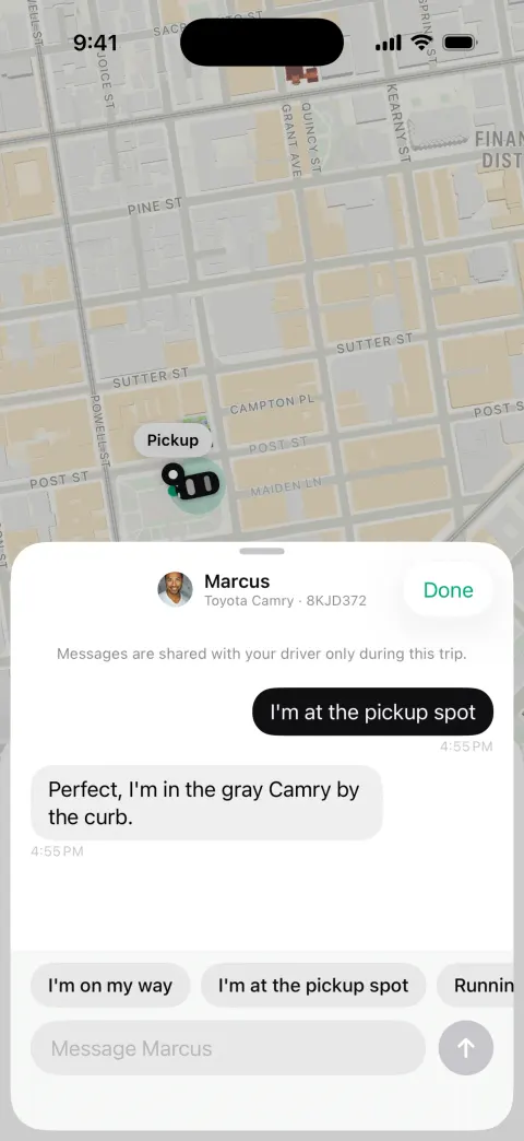 Zipride, a Uber clone built with Vibecode: screen 3
