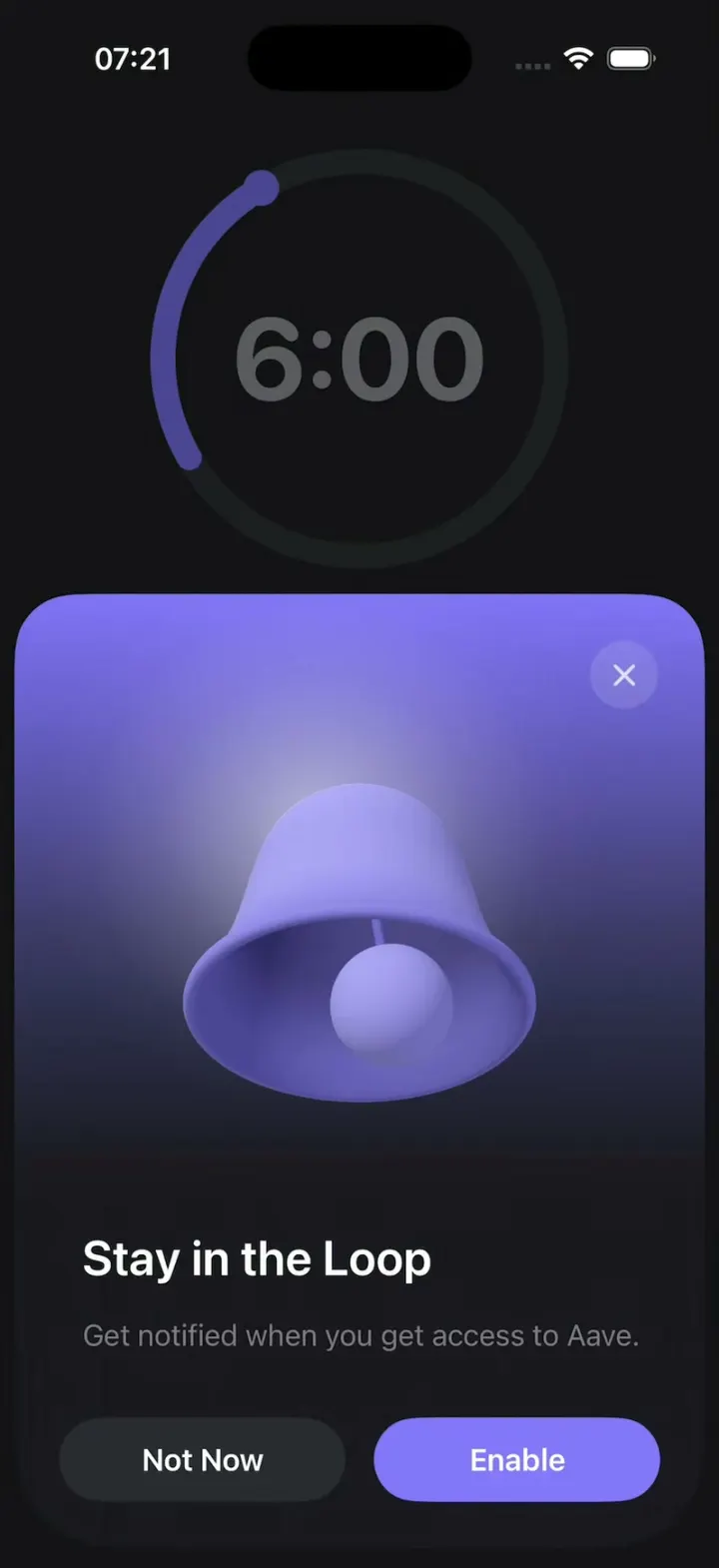 Aave Bell, notifications app built with Vibecode