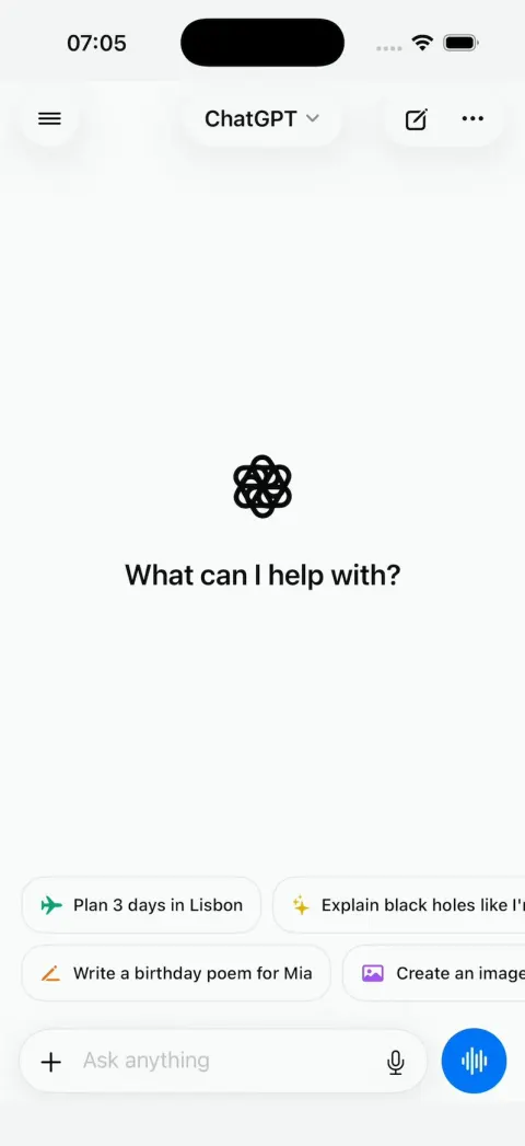 ChatGPT Clone, built with Vibecode: screen 3