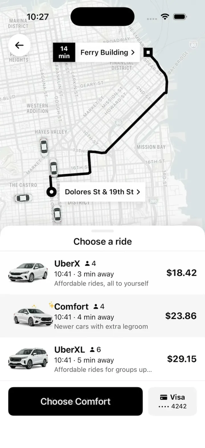 Uber Clone, travel app built with Vibecode